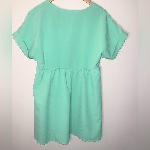 Mint Green V-Neck Babydoll Dress - Picture 3 of 3